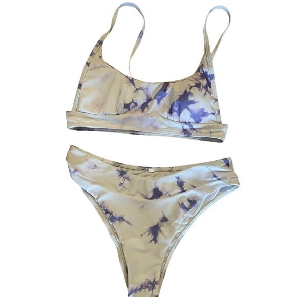 Tie Dye White & Purple Bikini, Small - Picture 1 of 3